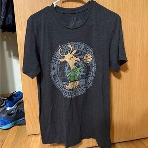 Men's Charcoal Graphic Tee with Deer Design